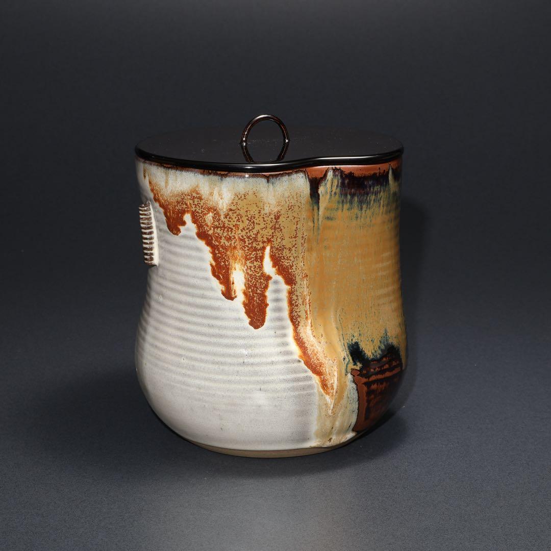 【茶道具】水指　高取　鬼丸雪山　共箱　6R1635ラ2