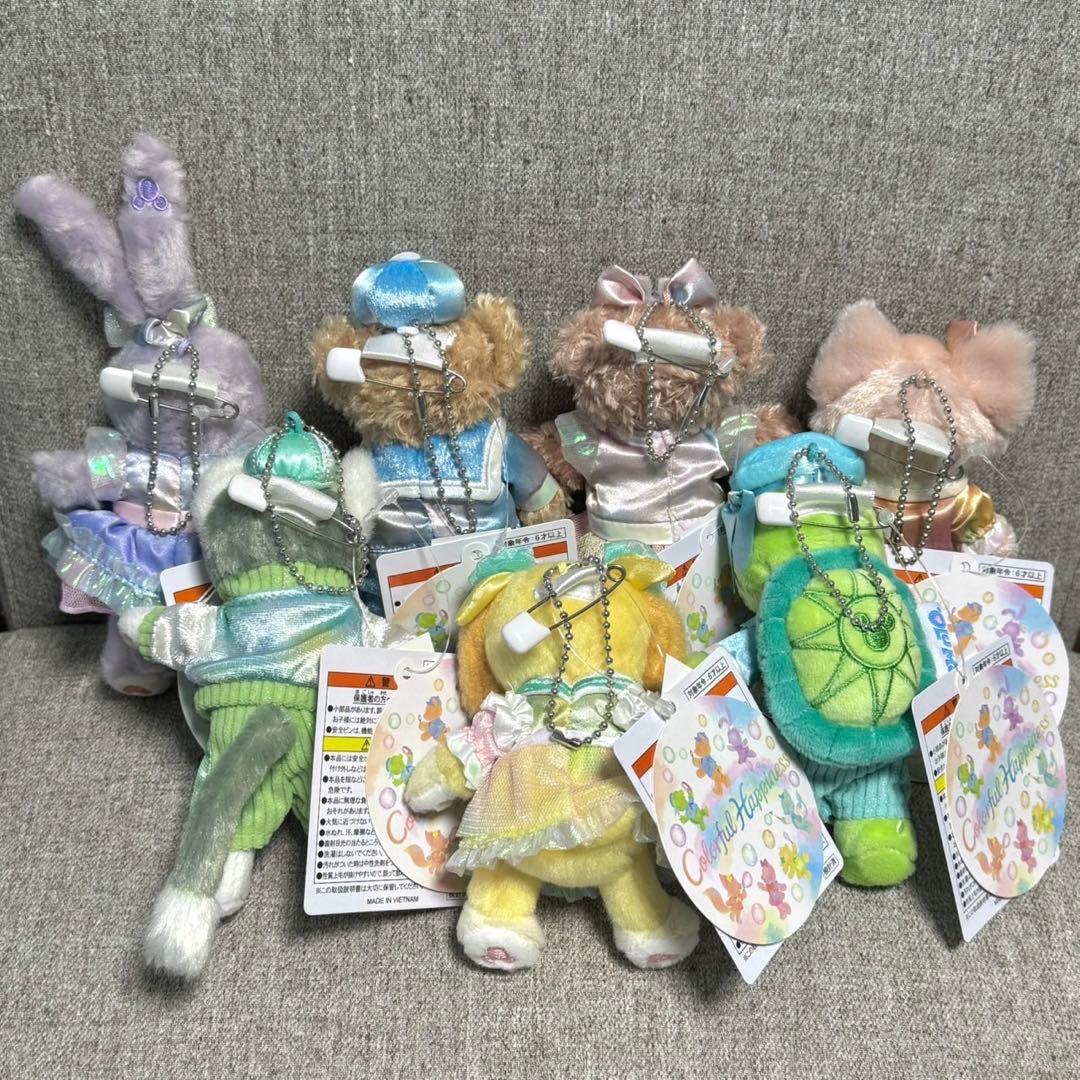 バラ売り不可！東京ディズニーシー　カラフルハピネス　ぬいぐるみバッジ　7体セット