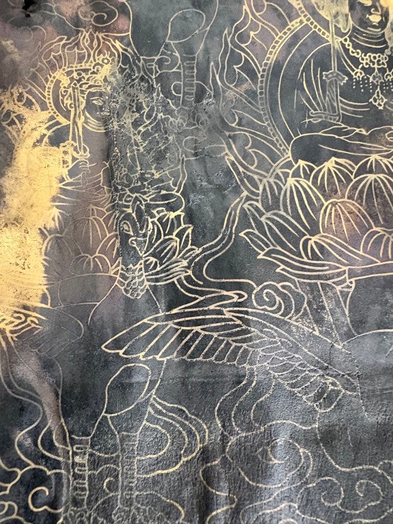 銅板　仏画　鳥に乗った仏様