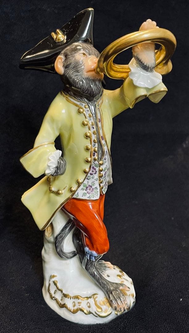 【美品 】マイセン 猿の楽団 ホルン レモンイエロージャケット1級品