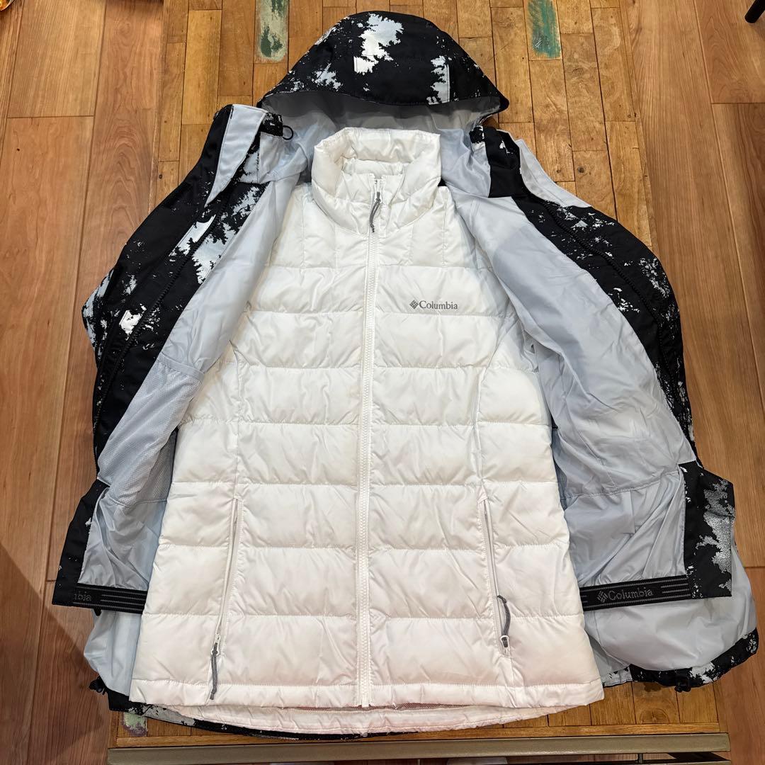 コロンビア　Columbia フード付きアウターウェア 黒白　インナーダウン