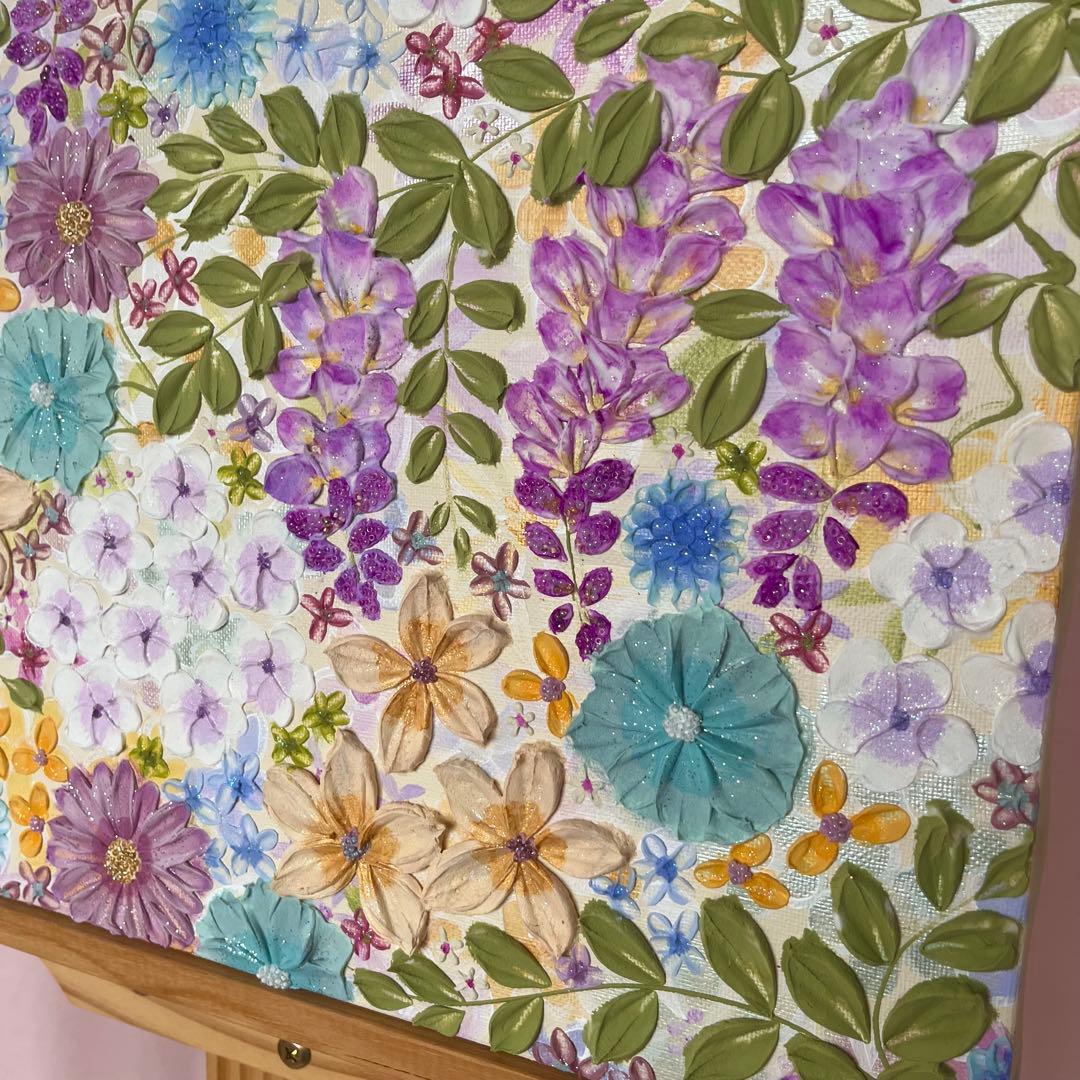 花柄　絵画 藤の花 藤 藤の絵 藤柄 テクスチャーアート ボタニカル