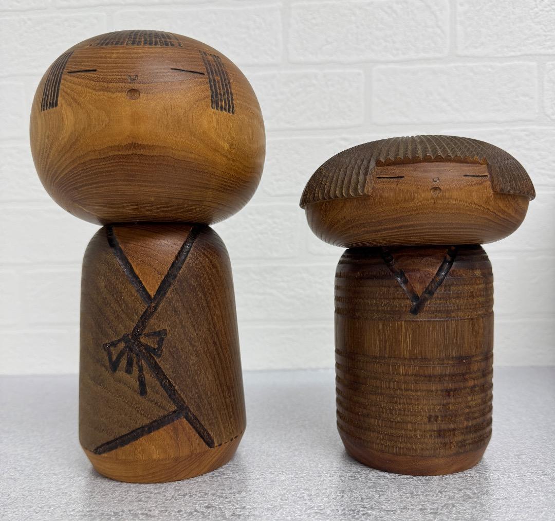 村上健一の木製こけし人形2体セット