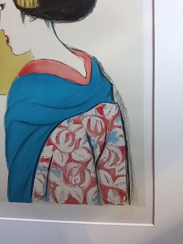 竹久夢二　『女十題の内　舞姫　144/300』　版画　リトグラフ　額縁無し