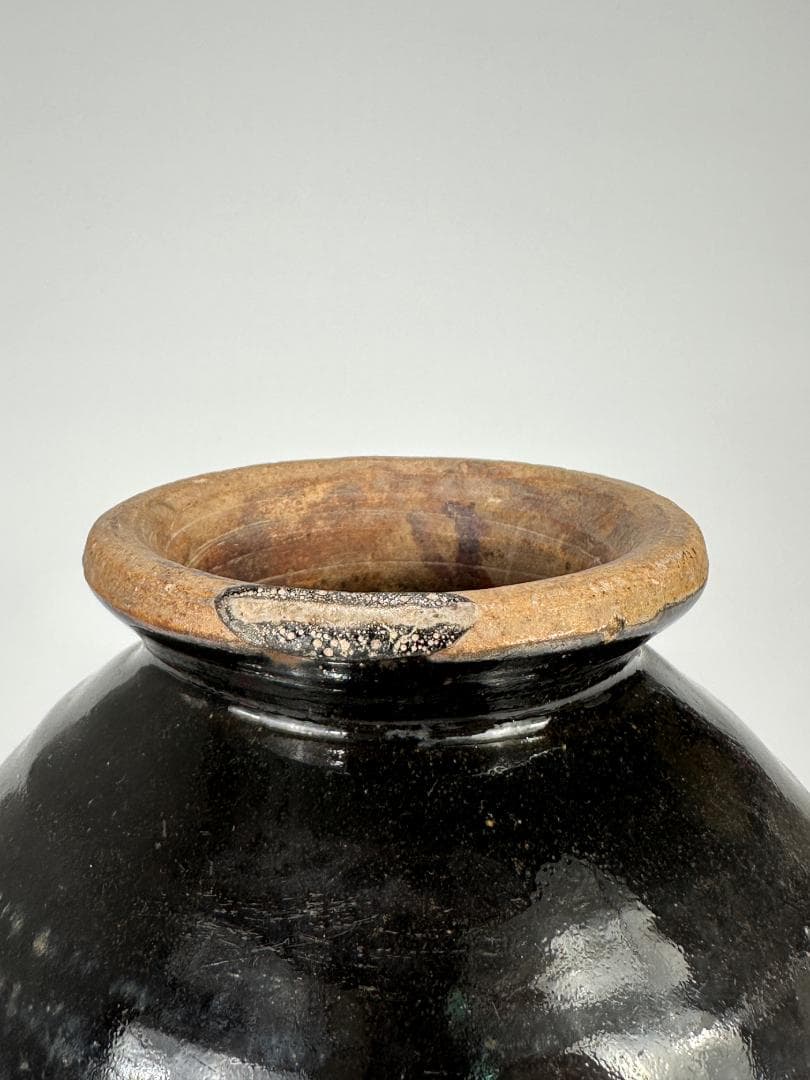 中国美術　元時代　黒釉　花瓶　花器　華道具