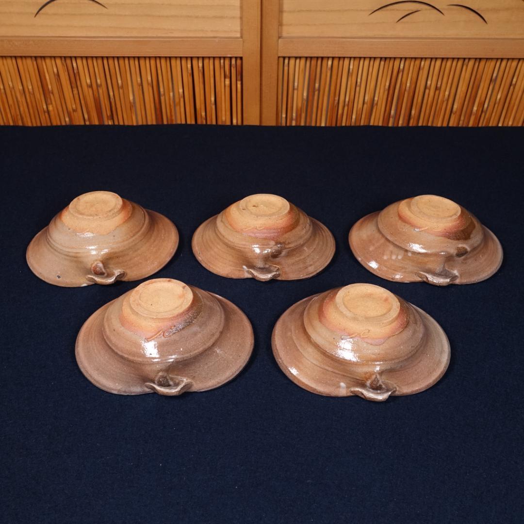 西岡小十 絵唐津蛤形 向付 5客 共箱