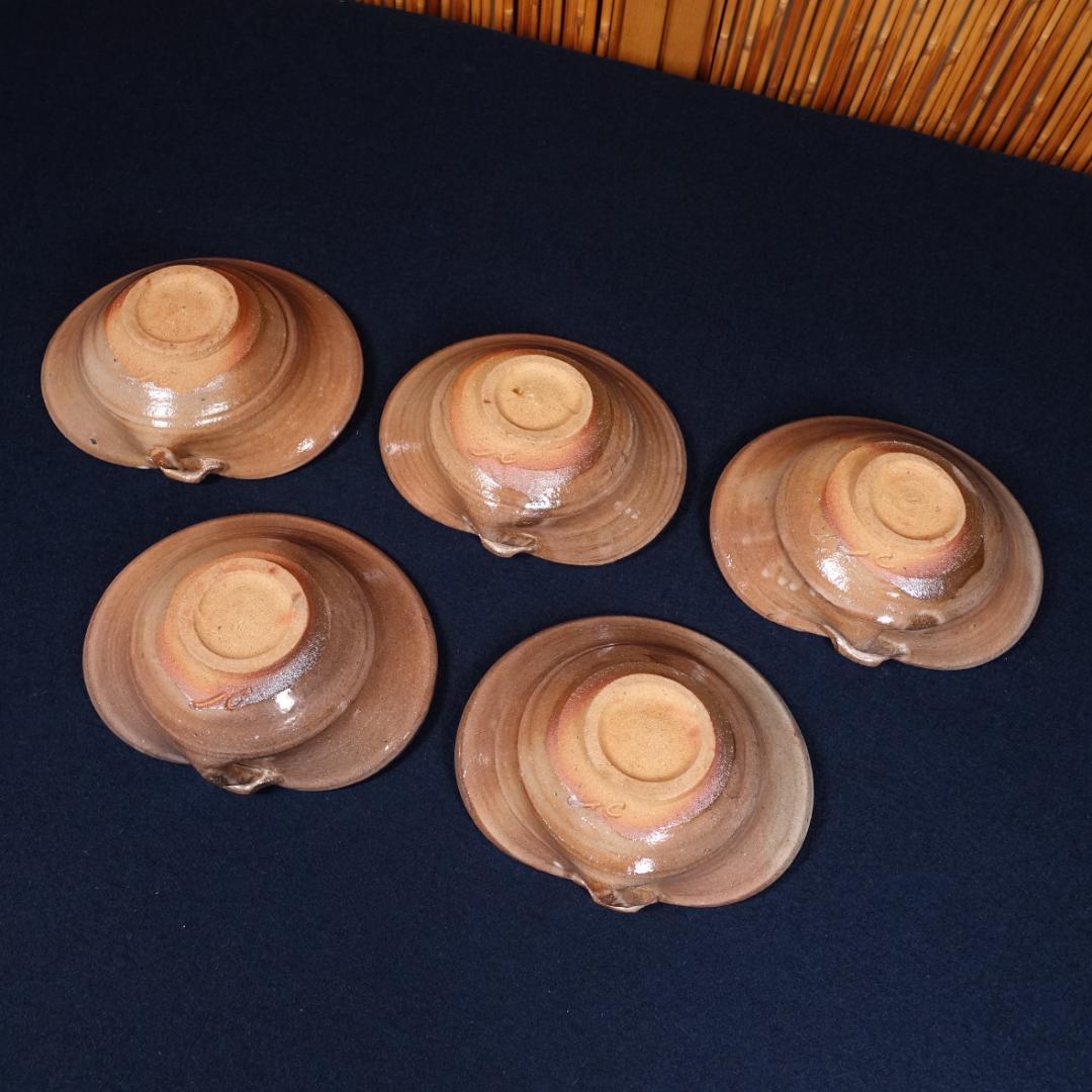 西岡小十 絵唐津蛤形 向付 5客 共箱