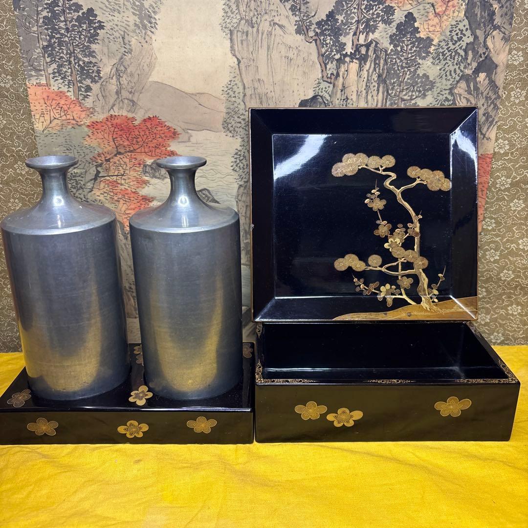 古美術 大名弁当 梅 　松 手提箱 漆器 時代物 稀少物