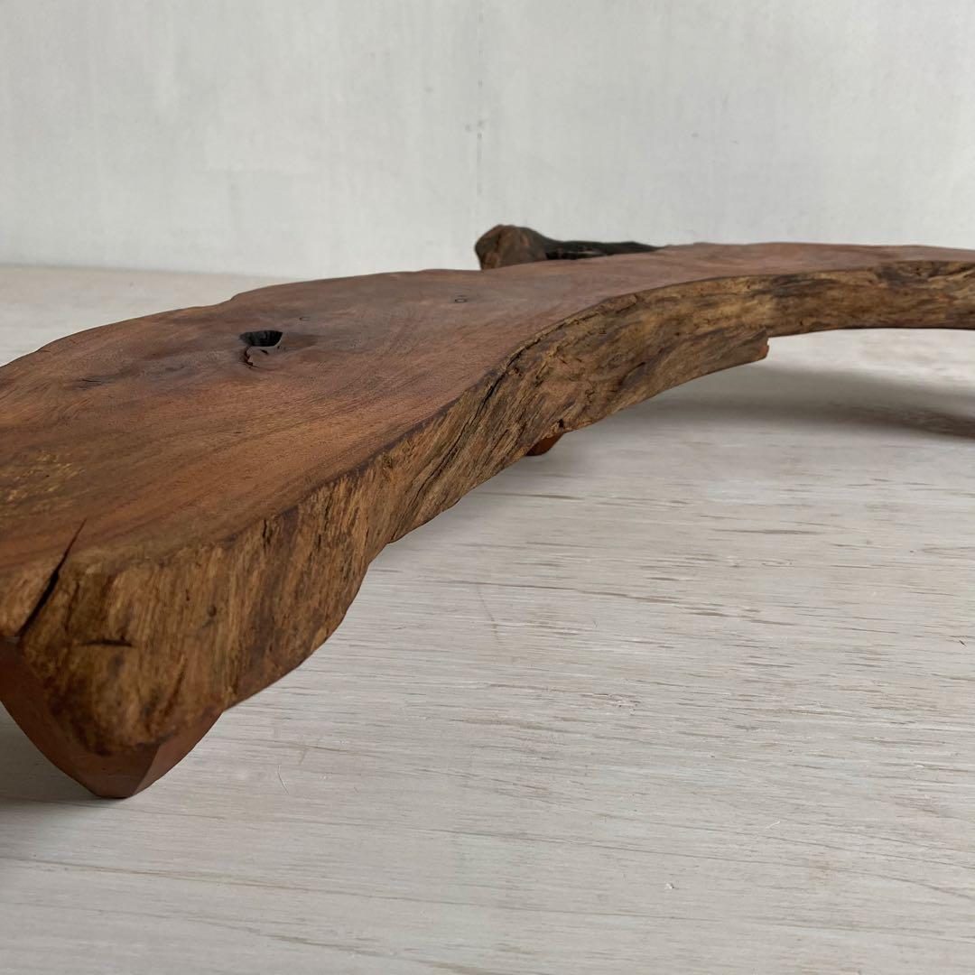 古い木製 展示台 花台 ローテーブル 欅一枚板 耳付き