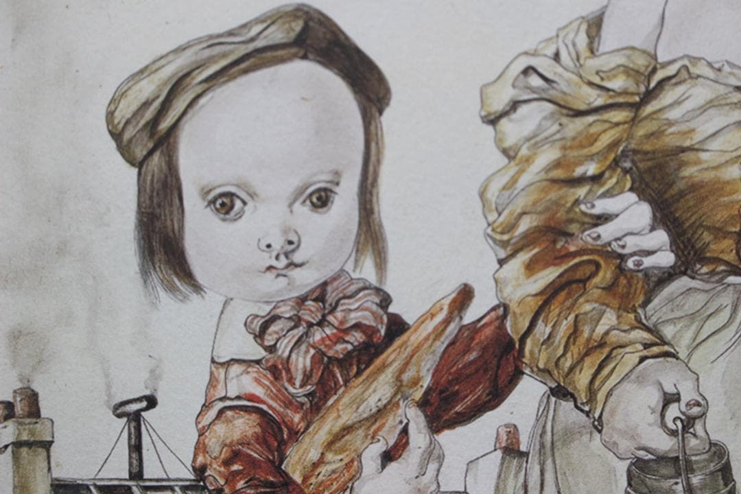 藤田嗣治 エスタンプリトグラフ「二人の少女」 30/250