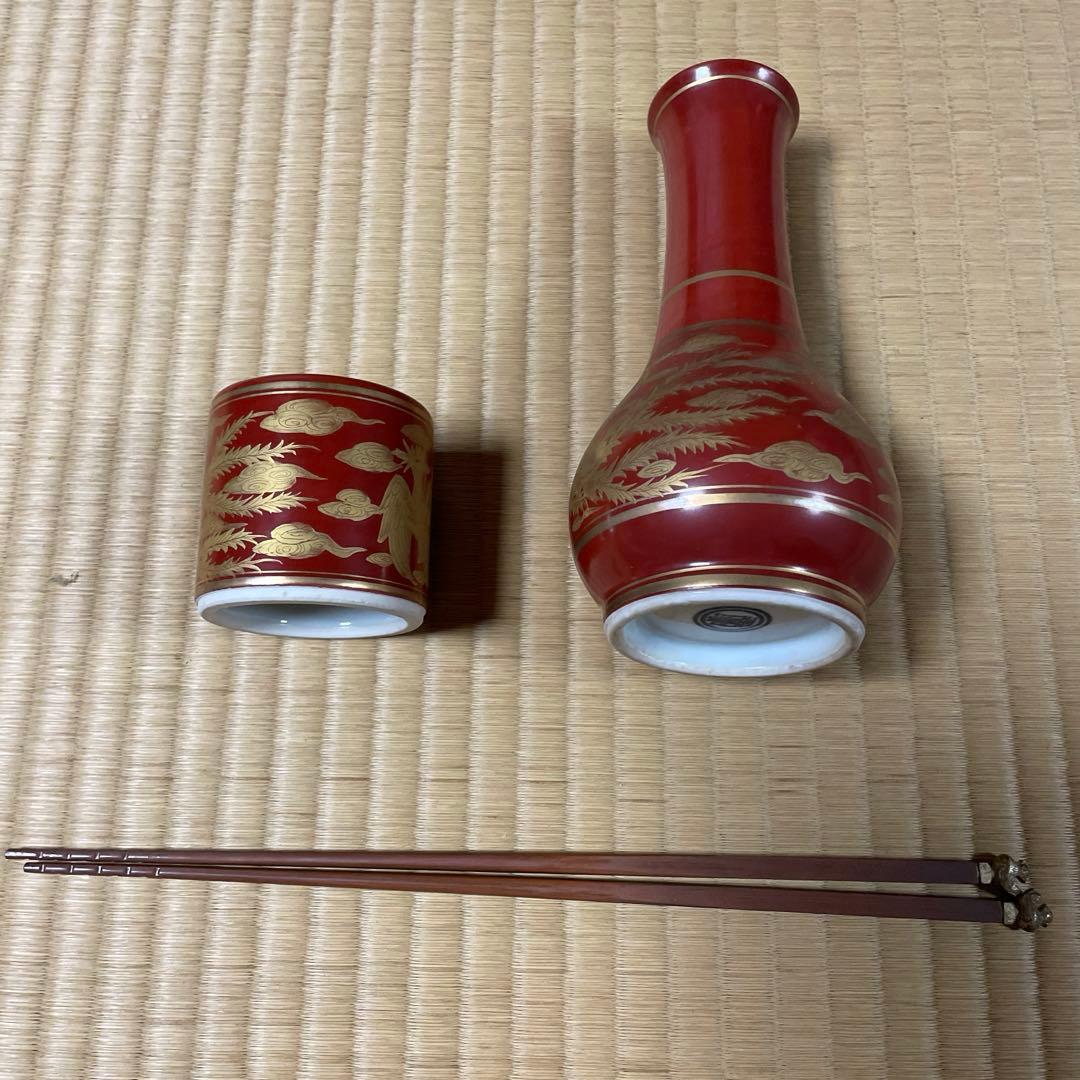 伝統工芸品　茶箱　玉堂窯　茶道具一式　（茶碗・水指・蓋置・花入・飾り火箸）