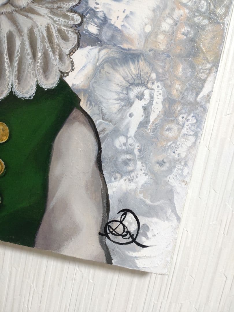 ウサギの油絵【兎伯爵】1点物の原画/作者サイン入り/F8号キャンバス