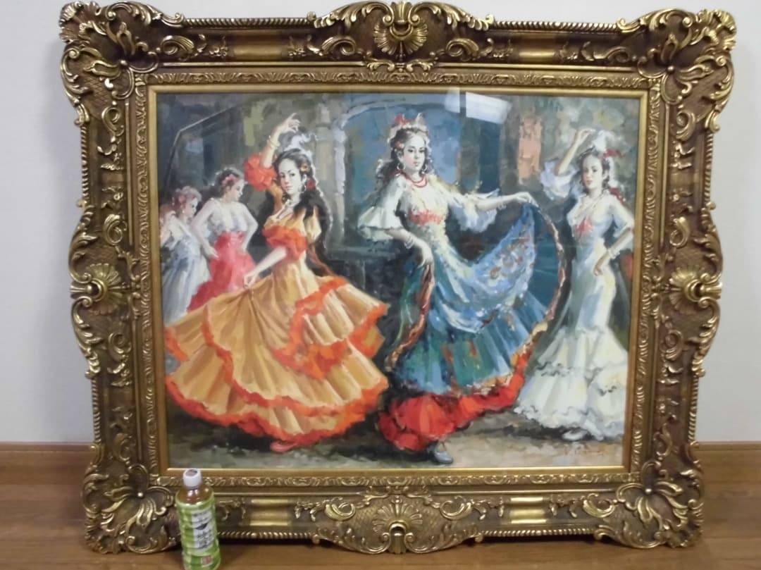 フラメンコ　豪華な大型額縁　F30号　サイズ　＜引き取り限定＞
