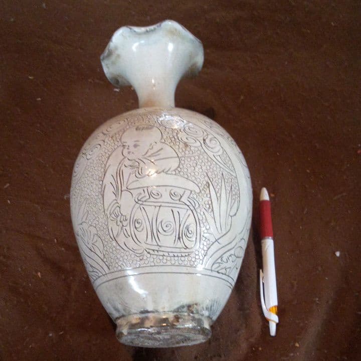 中国陶磁器　磁州窯　人物壺