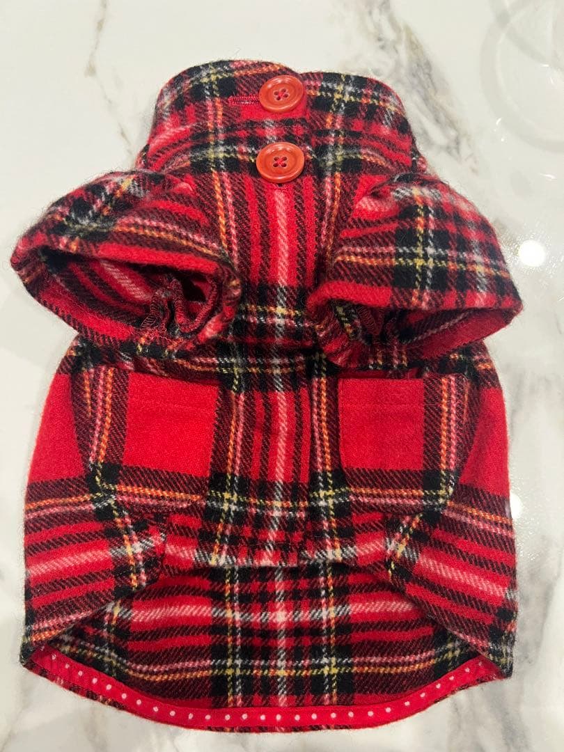 アトリエGGオードリー23赤と黒のチェック柄犬服