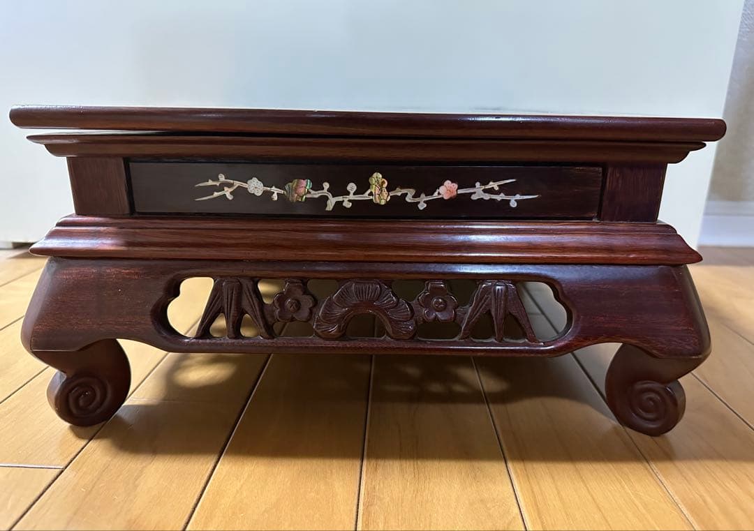 天然木 木製 飾り台(飾台)彫刻 花台 W36cm×H36cm×18cm