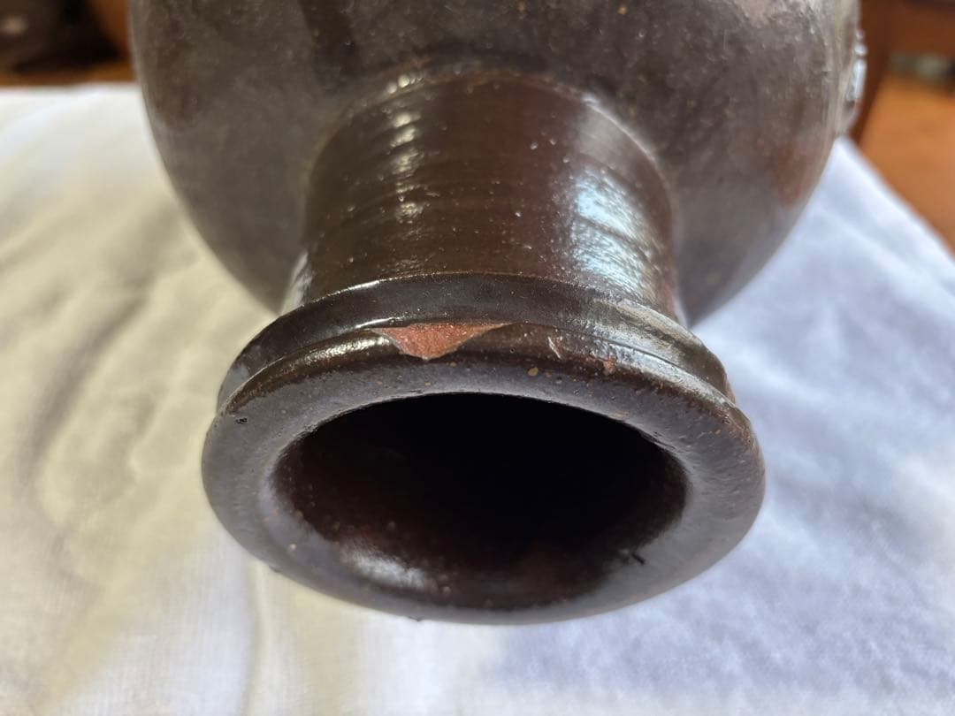 花入り 　古い甕　酢甕　　　骨董品　花瓶