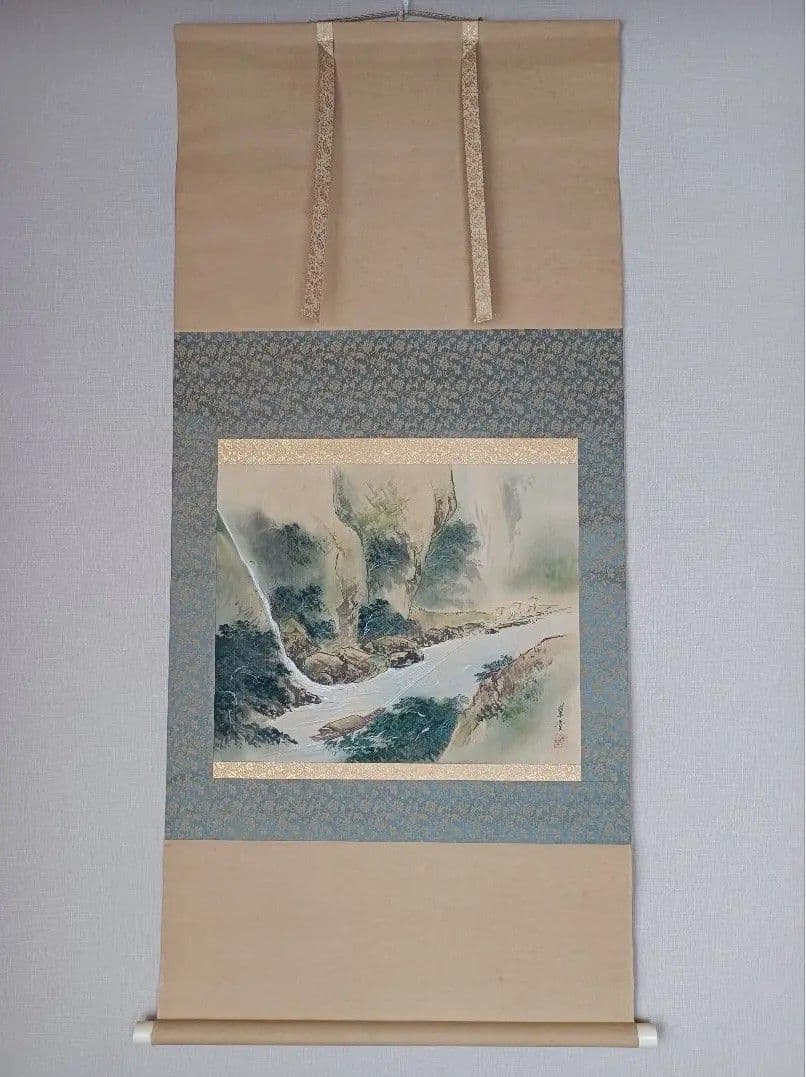 軸 開運 金運 縁起物 福 繁盛 おもてなし 絵 滝 山水 舟 日本 中国 美術