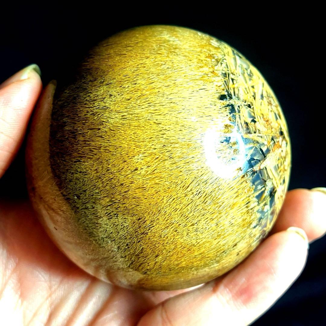 超大玉　64mm ゴールドルチルクォーツ　金針水晶　パワーストーン