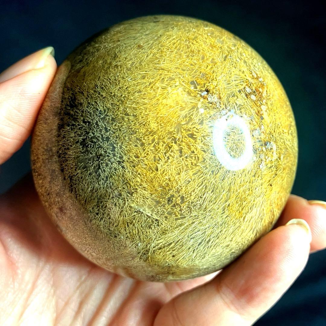 超大玉　64mm ゴールドルチルクォーツ　金針水晶　パワーストーン