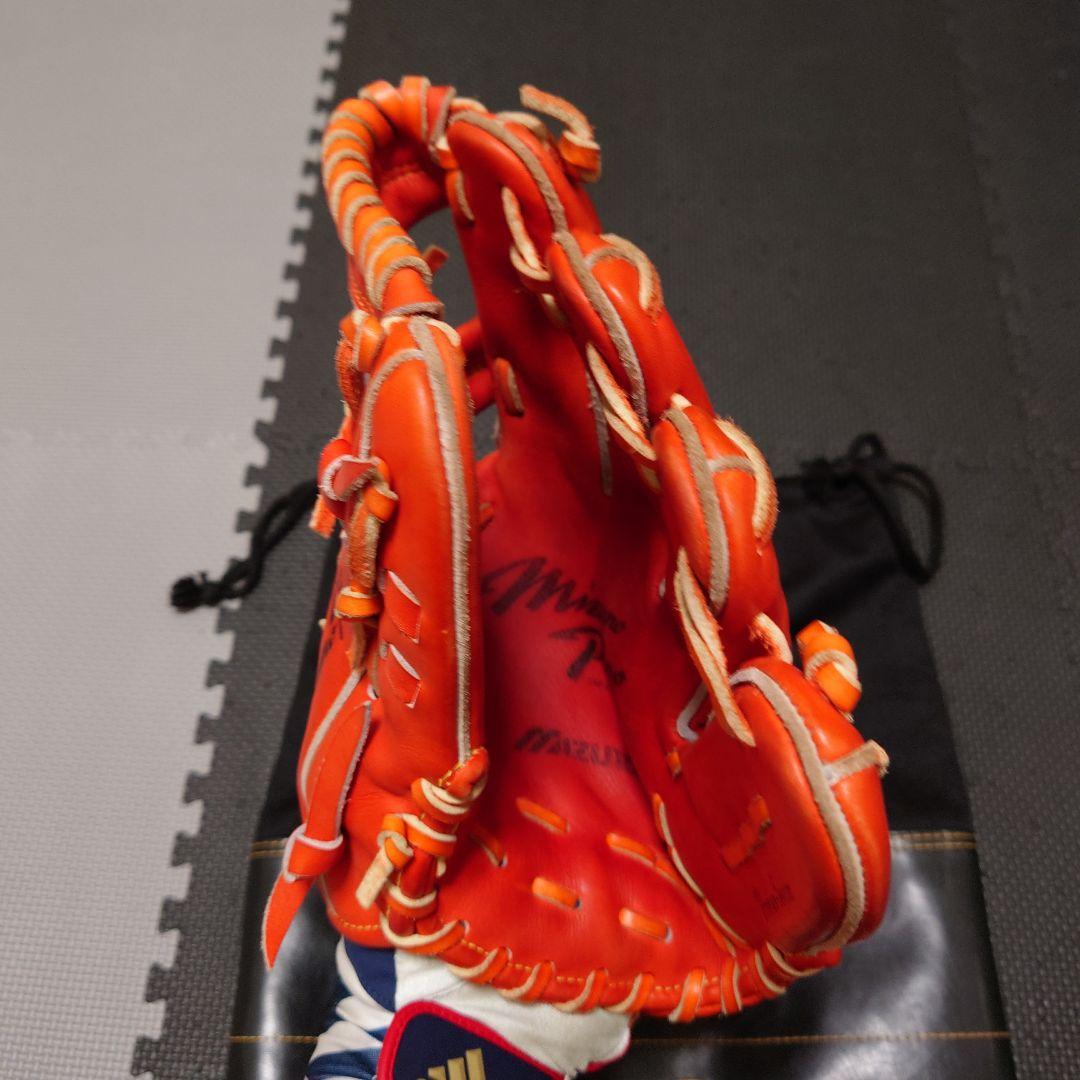 ※ひー ミズノプロ硬式グローブ内野手用オレンジ日本製ジャイアンツ坂本モデル