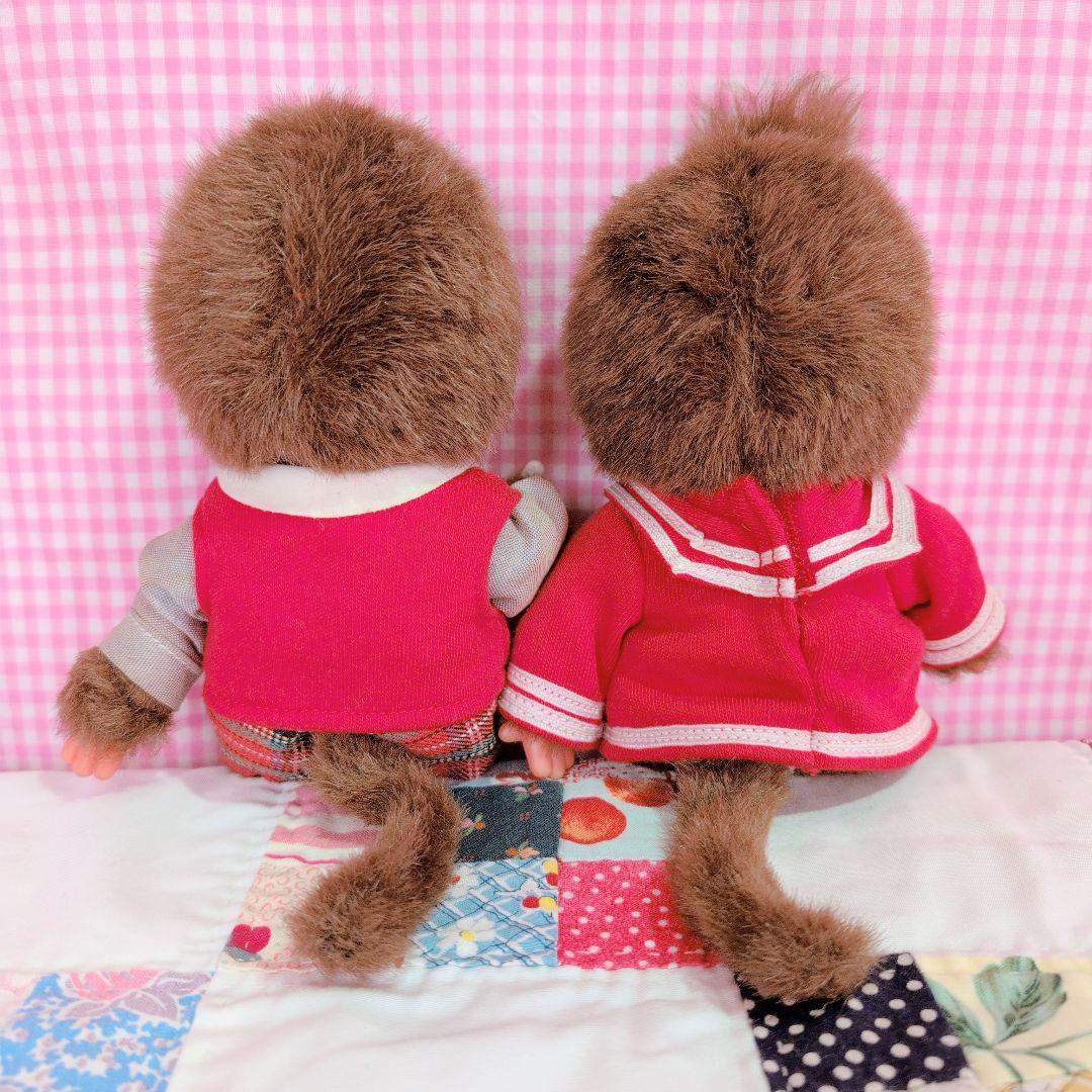 モンチッチ/sekiguchi/ぬいぐるみペア/セーラー服/赤/昭和レトロ