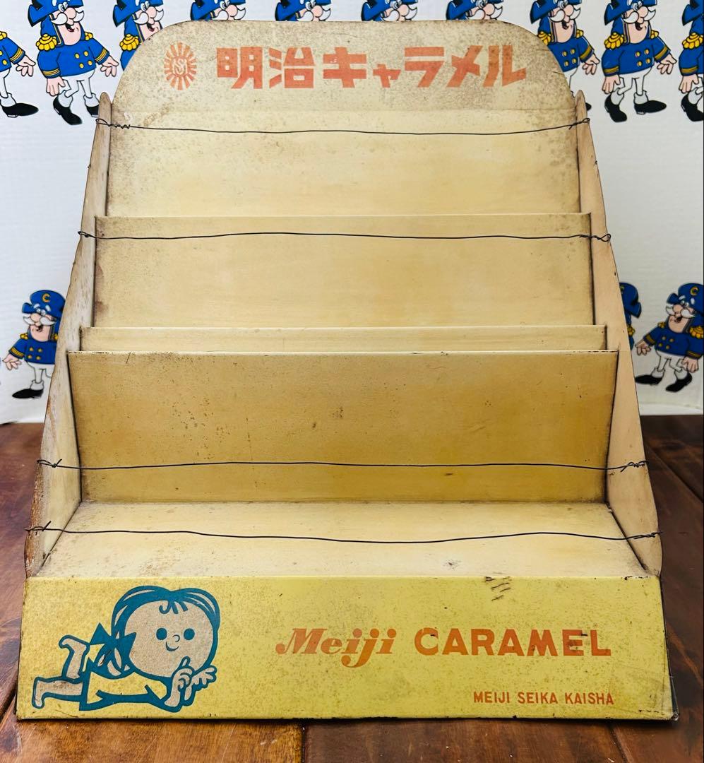 50' Meiji CARAMEL 明治キャラメル 店頭用ブリキラック 当時物