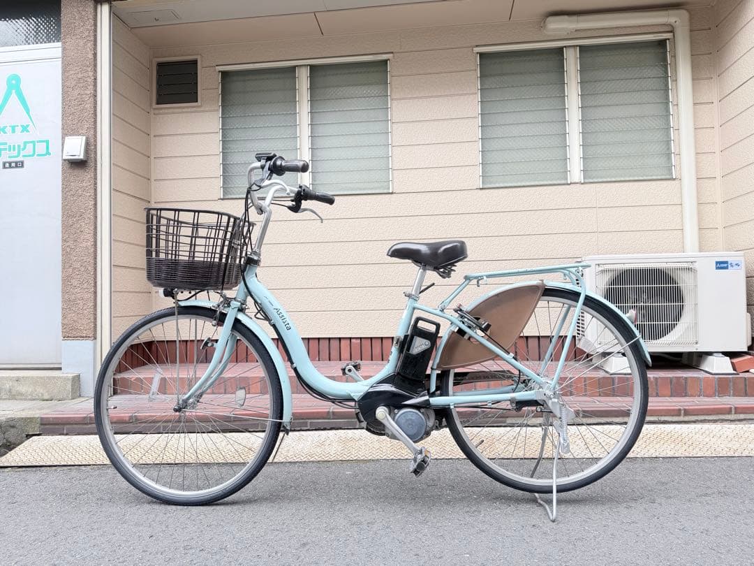 大阪府　ブリヂストン　自転車 水色 シティタイプ 前面バスケット付き