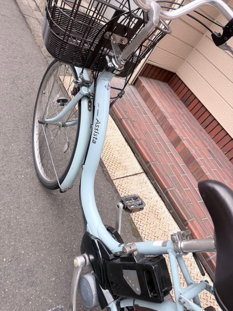 大阪府　ブリヂストン　自転車 水色 シティタイプ 前面バスケット付き