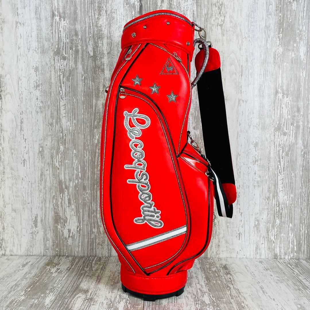 le coq sportif レディース　キャディバッグ　レッド　シルバーラメ