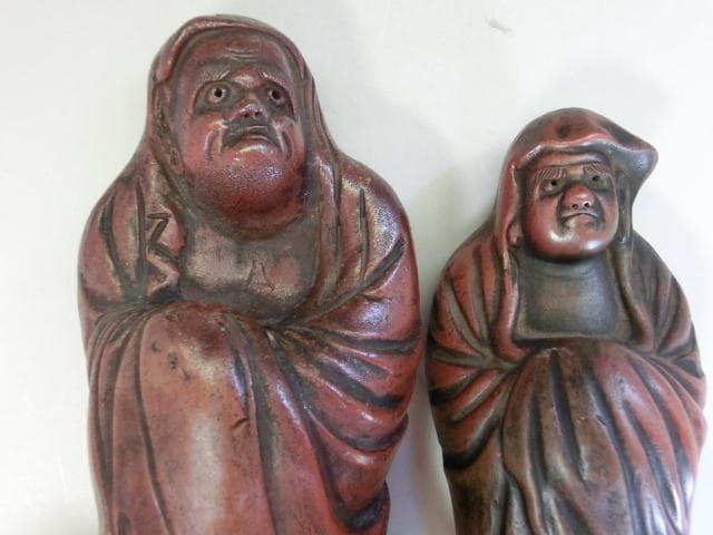 置物■古い達磨 だるま 古備前 2体 オブジェ 土人形 古美術 時代物 骨董品■
