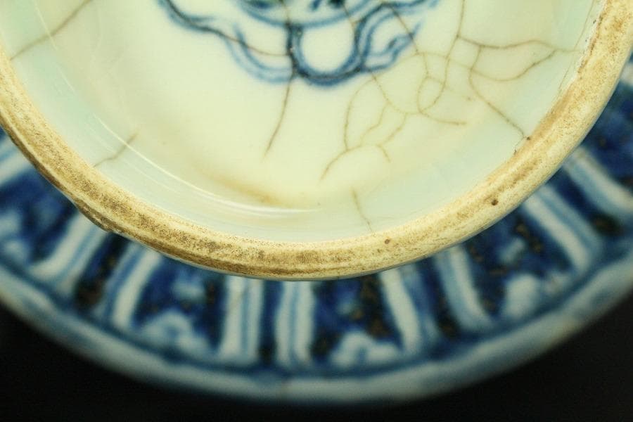 中国美術 青花 古染付 唐物 唐子紋 瓶 高22.5cm 永楽年製(LC516)