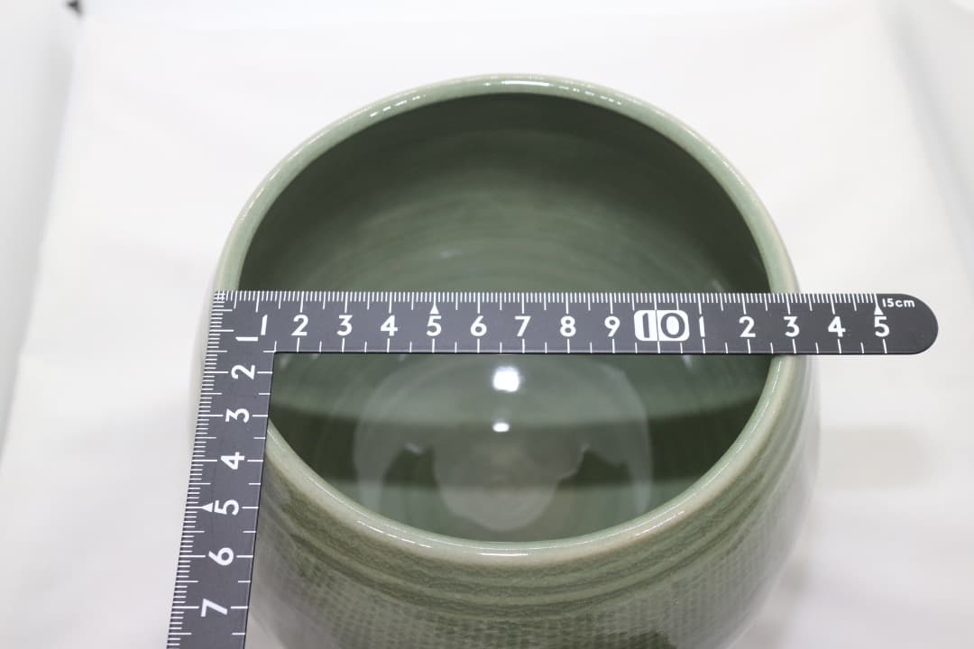 韓国人間文化財 柳海剛(柳根瀅) 高麗青磁 水指 茶道具 共箱