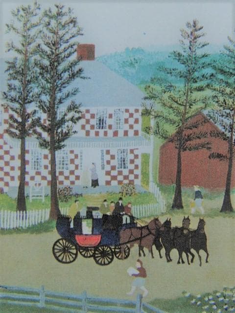 グランマ・モーゼス、『古い格子縞の家』、希少画集画、状態良好、新品高級額装付
