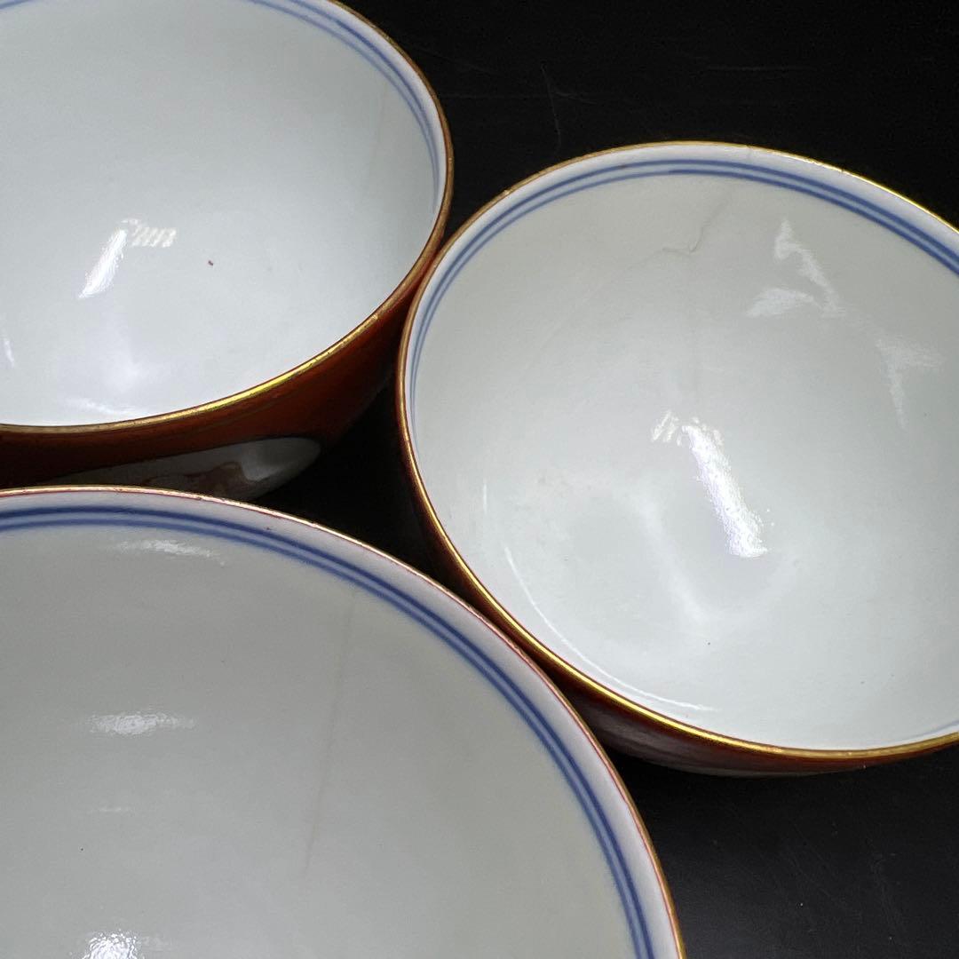 古伊万里　極上手　赤絵人形手煎茶碗　木箱　口径約8.5㎝　東Y8-0206☆2F