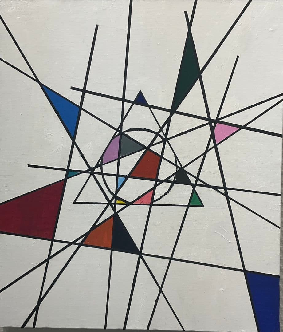 抽象アクリル画 幾何学的形状　F10号キャンバス