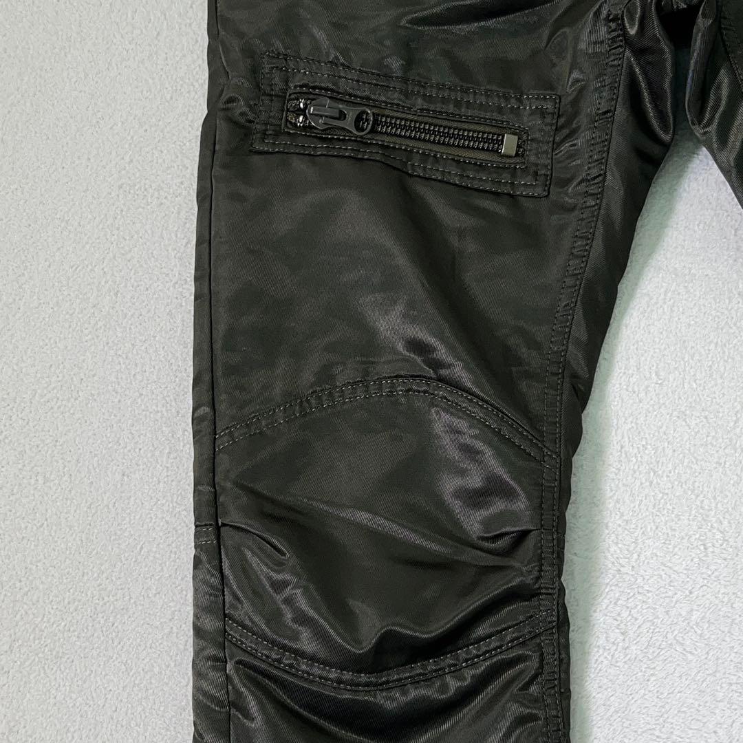 【PEARLY GATES】ゴルフ 中綿パンツ ロゴ刺繍 濃緑 ライダース調