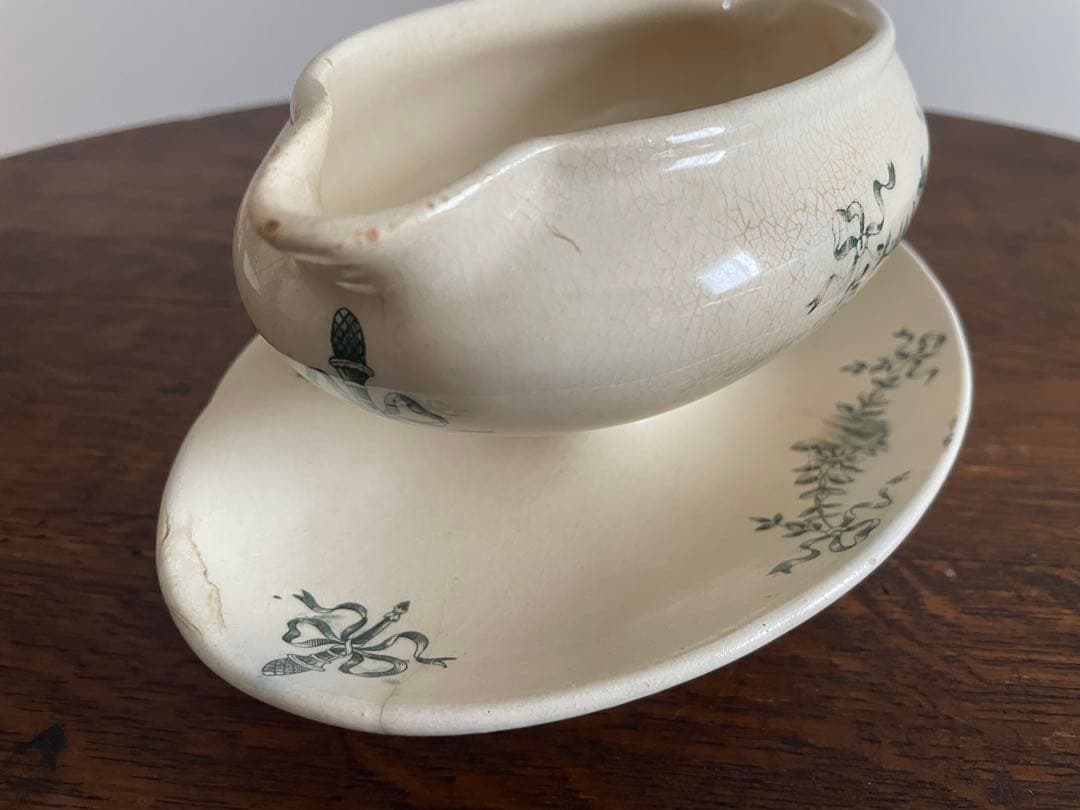 Sarreguemines サルグミンヌ窯 ソースボート　アンティーク　フランス