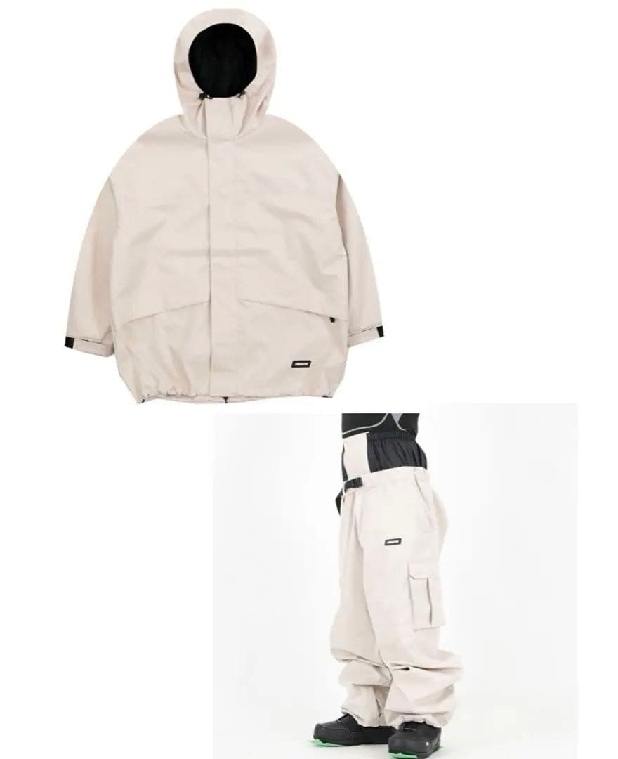 【新品未使用】HIMASS MANIA スノボウェア 上下セット　ベージュ