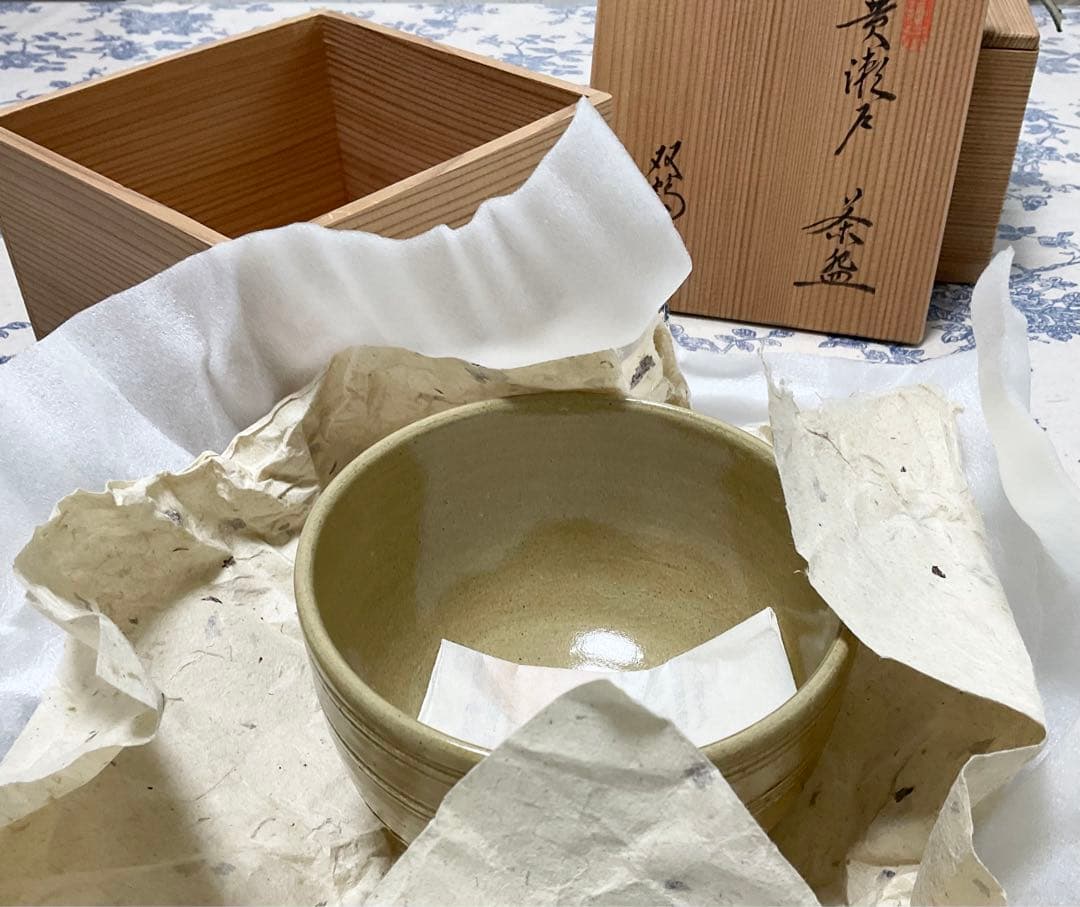 茶碗ꕤ抹茶碗ꕤ双鶴ꕤ黄瀬戸ꕤ未使用ꕤ