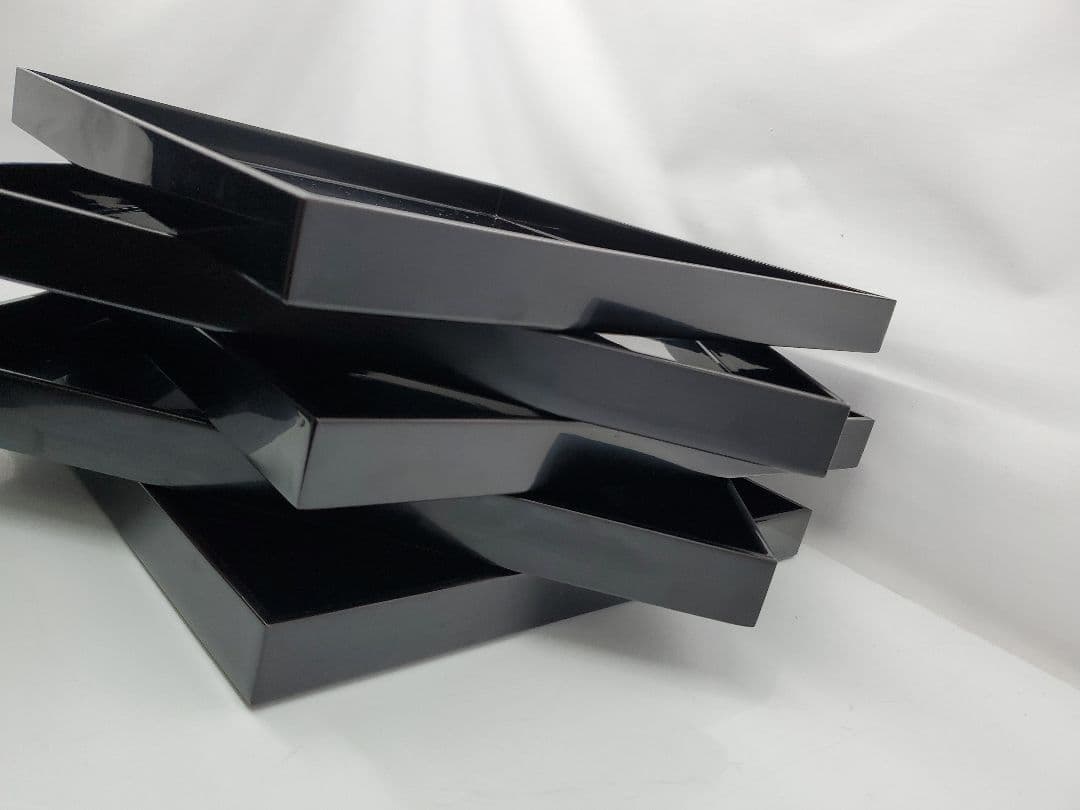 ①美品　漆塗り 茶道具 会席膳　5個セット 懐石膳　漆器