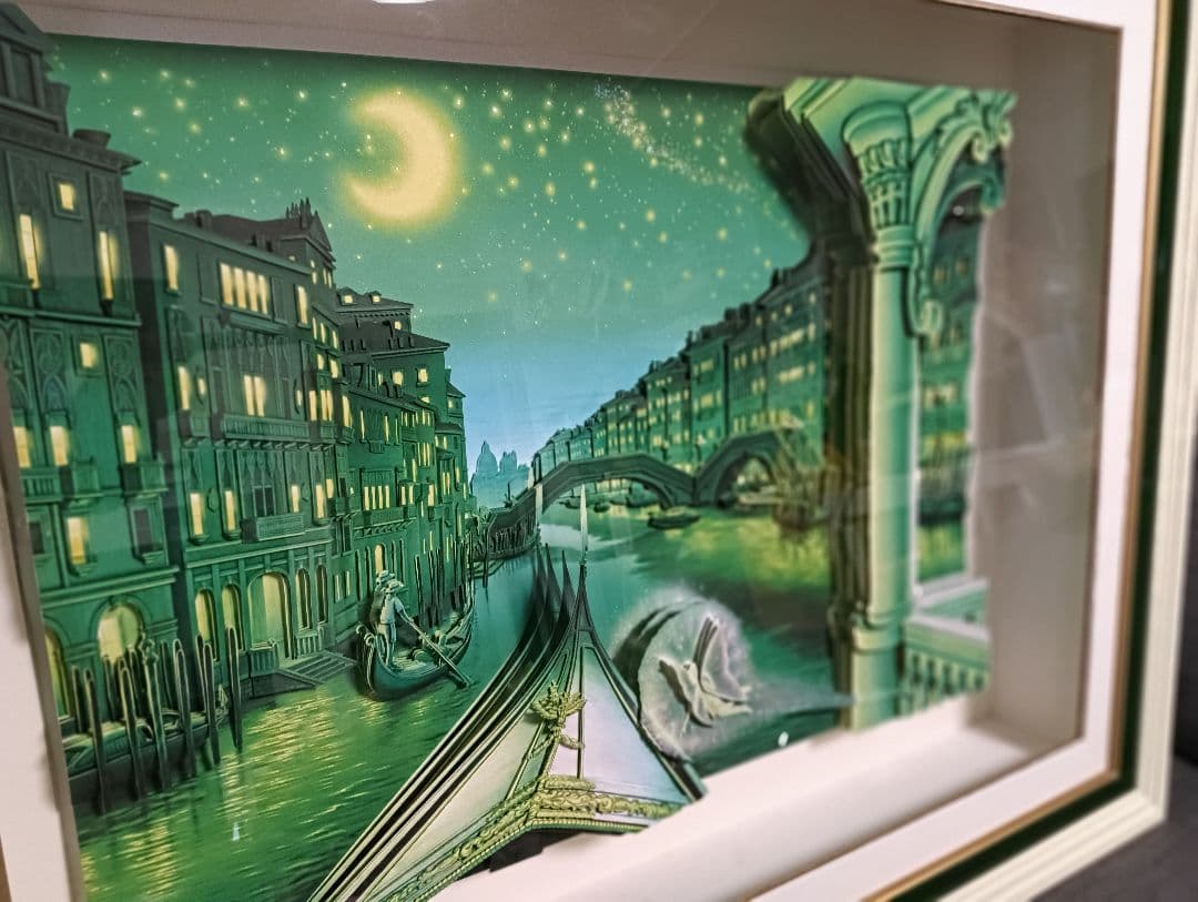 ☆飛び出す絵画　3D大作　塚本馨三　ベネチア　ディズニー　ティンカーベル　真作