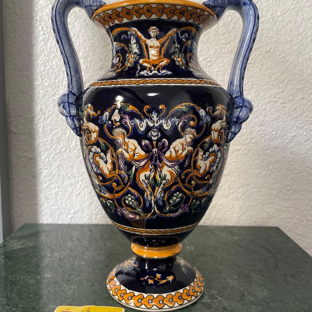 GIEN ジアン　フランス　花瓶　花びん　アンティーク　花器　取って付き　洋風