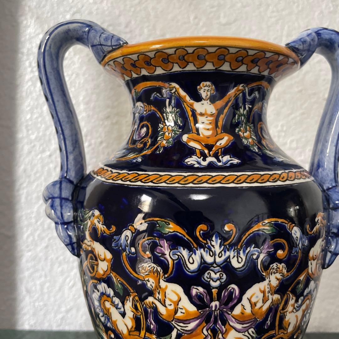 GIEN ジアン　フランス　花瓶　花びん　アンティーク　花器　取って付き　洋風