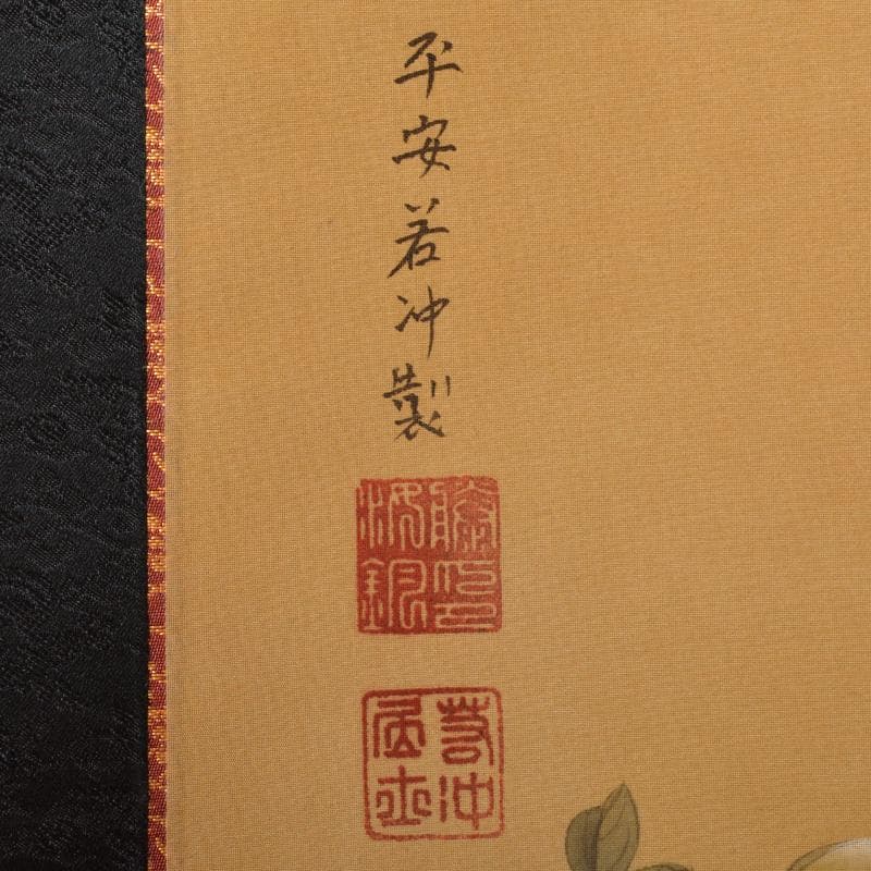 掛軸　平安　伊藤若冲作　工芸印刷　花鳥図　時代箱付　M　4649A