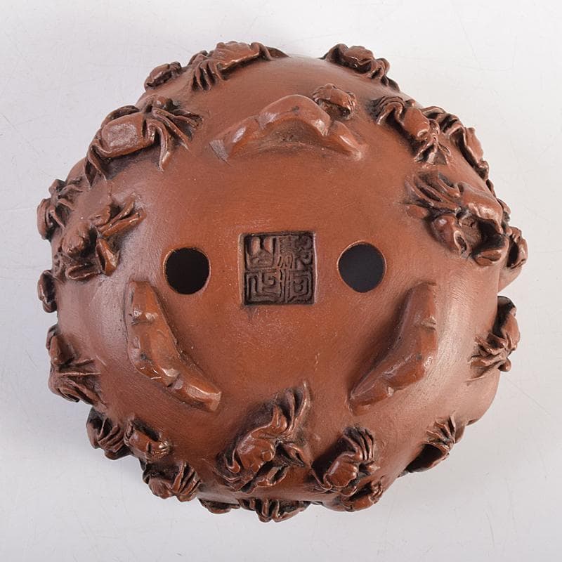 subarujp2005　紫泥　蟹刻　小さな植木鉢　盆栽鉢　M　R8812