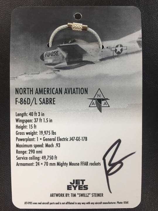 F-86D戦闘機 セイバードッグ　キーホルダー　フライトタグ 250枚限定品