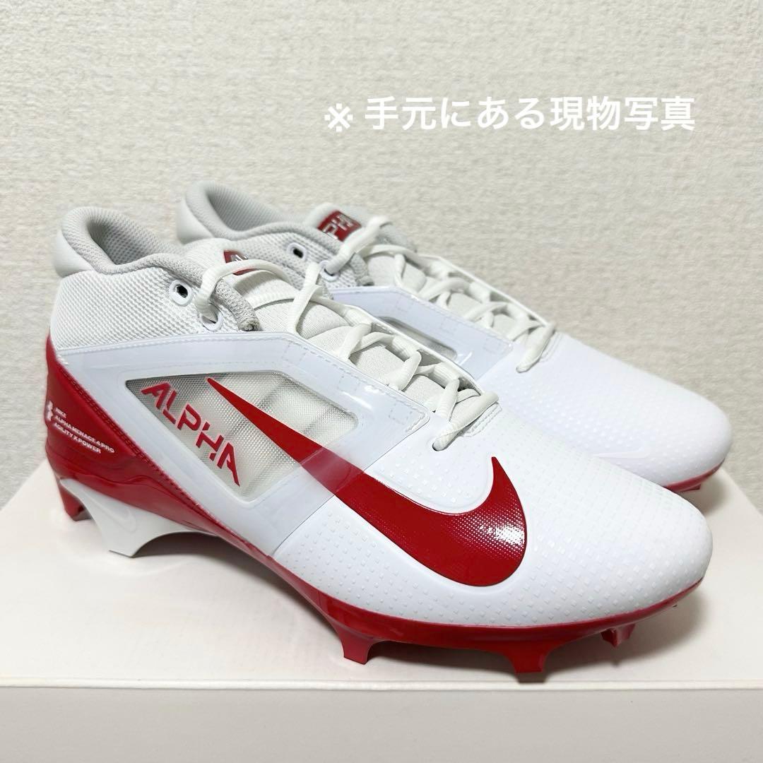 ナイキ 27.5 アルファメナス プロ アメフト スパイク シューズ 靴 白 赤