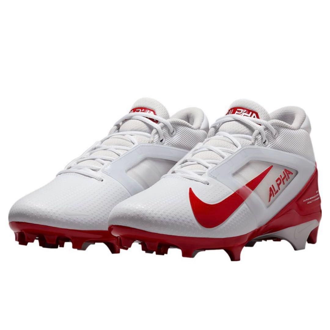 ナイキ 27.5 アルファメナス プロ アメフト スパイク シューズ 靴 白 赤