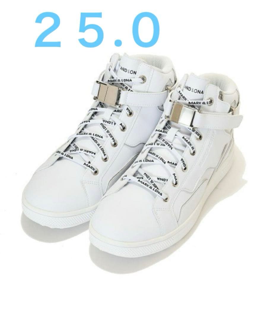 5.9万MARK&LONAハイカットスパイクレス　25.0cm ホワイト